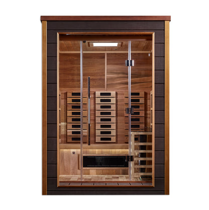 Golden Designs "Nora" 2-Person Hybrid Sauna (PureTech™ Full Spectrum Infrared or Traditional Stove)