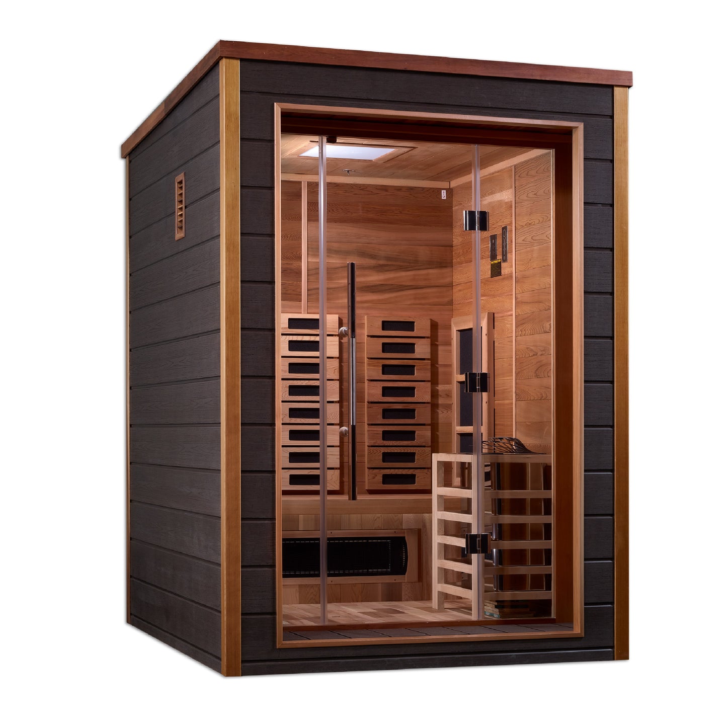 Golden Designs "Nora" 2-Person Hybrid Sauna (PureTech™ Full Spectrum Infrared or Traditional Stove)