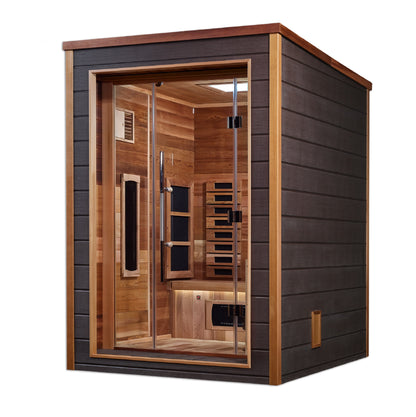 Golden Designs "Nora" 2-Person Hybrid Sauna (PureTech™ Full Spectrum Infrared or Traditional Stove)