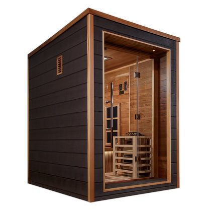 Golden Designs "Nora" 2-Person Hybrid Sauna (PureTech™ Full Spectrum Infrared or Traditional Stove)