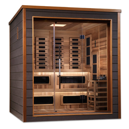 Golden Designs "Karlstad" 6-Person Hybrid Sauna (PureTech™ Full Spectrum Infrared or Traditional Stove)