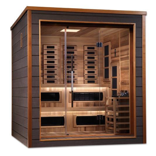 Golden Designs "Karlstad" 6-Person Hybrid Sauna (PureTech™ Full Spectrum Infrared or Traditional Stove)