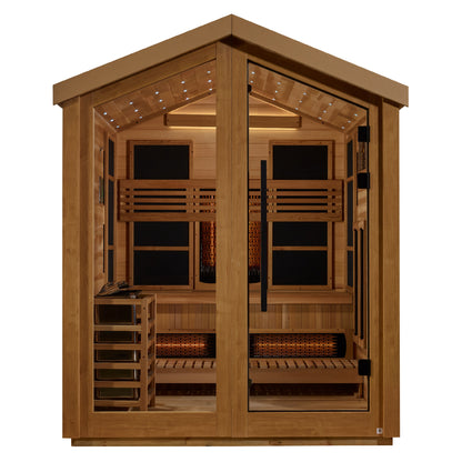 Golden Designs "Loviisa" 3-Person Hybrid Sauna (PureTech™ Full Spectrum Infrared or Traditional Stove)