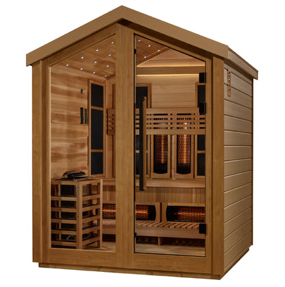Golden Designs "Loviisa" 3-Person Hybrid Sauna (PureTech™ Full Spectrum Infrared or Traditional Stove)