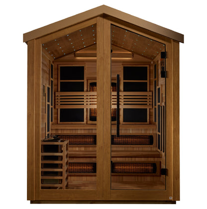 Golden Designs "Kaskinen" 6-Person Hybrid Sauna (PureTech™ Full Spectrum Infrared or Traditional Stove)