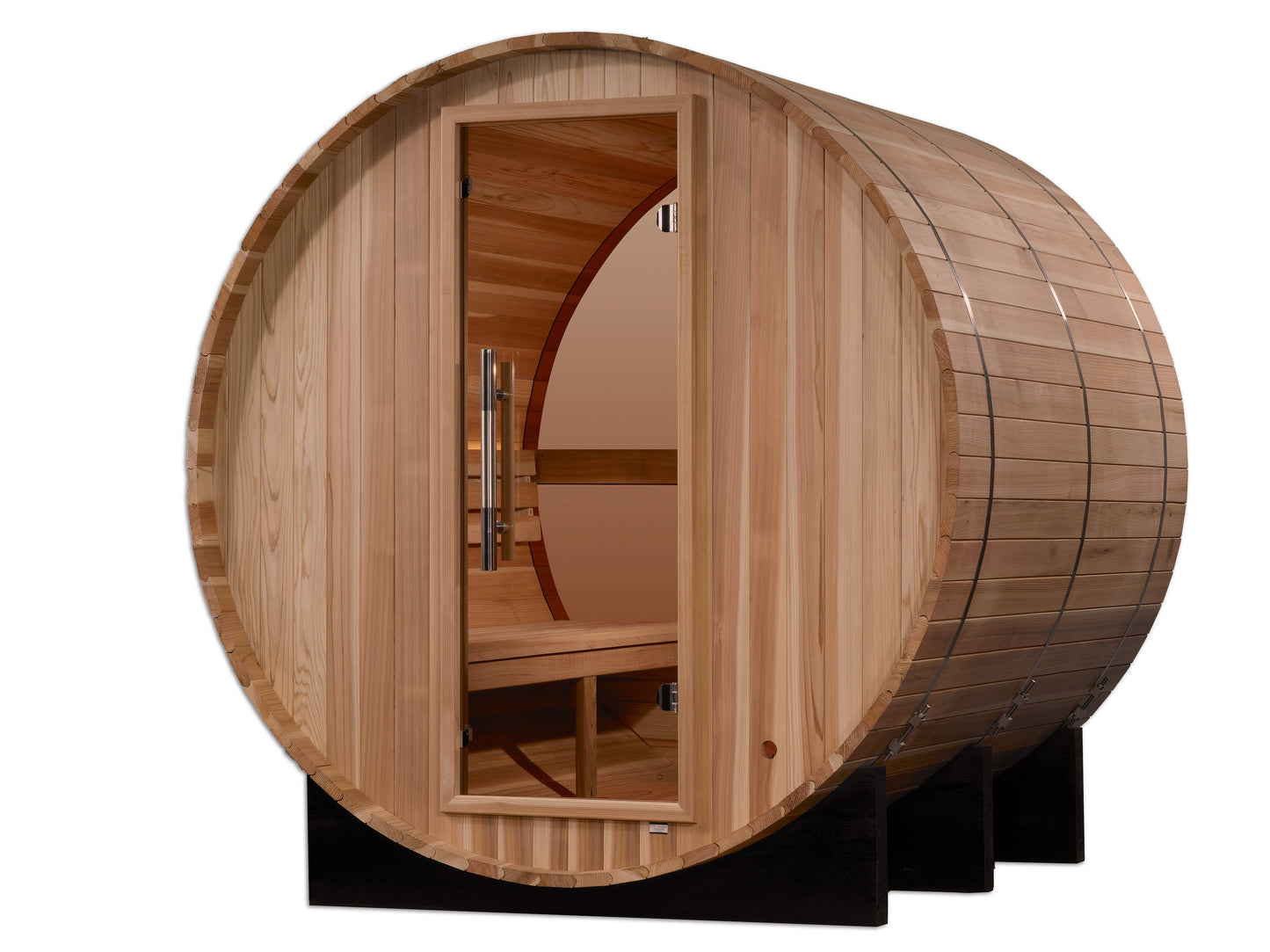 Golden Designs "Zurich" 4-Person Traditional Barrel Sauna with Bronze Privacy View