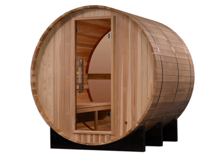 Golden Designs "Zurich" 4-Person Traditional Barrel Sauna with Bronze Privacy View