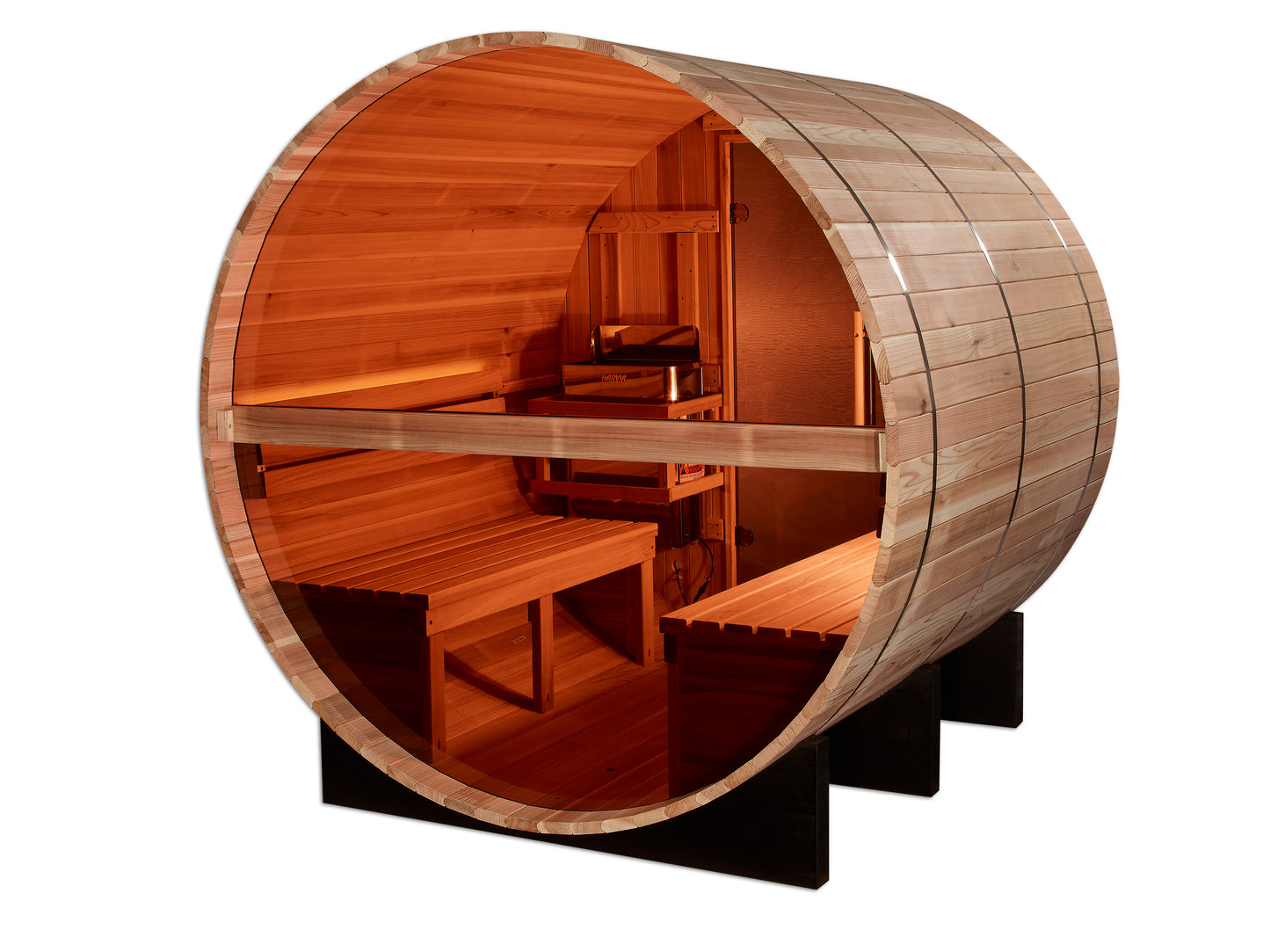 Golden Designs "Zurich" 4-Person Traditional Barrel Sauna with Bronze Privacy View